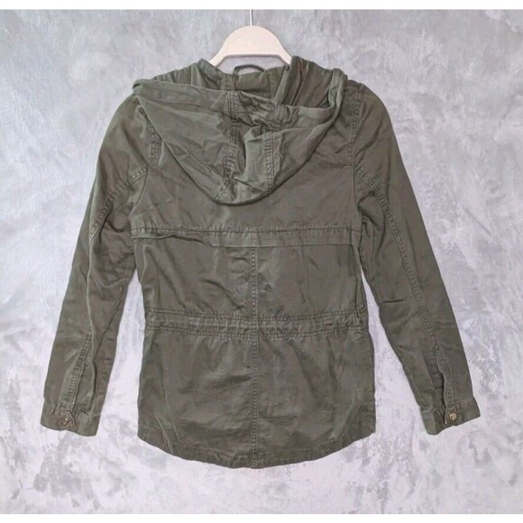 DIVIDED By H&M Sz 4 Hooded Jacket Womens Army Green Lightweight Utility Olive - Picture 4 of 6
